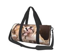 Bacia i cuccioli di bulldog inglese, Borsone da viaggio di grande capacità Borsa rotonda Borsa da viaggio sportiva Borsa da viaggio Borsa da fitness