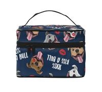 Bacia un toro, labbra carine del cane Pit Bull, amore per San Valentino, borsa da viaggio per il trucco da donna, grande organizer per cosmetici