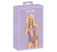 Body in Pizzo Lilla con Colletto Allacciato al Collo