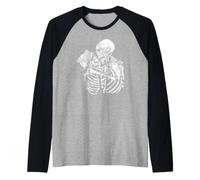Baciare Scheletri Vintage Amore retrò Divertente Maglia con Maniche Raglan