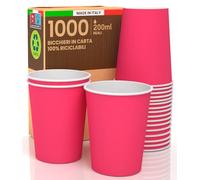 Baciato Caffè 1000 Bicchieri in Carta 200ml FUCSIA Made in Italy Ecologici Biodegradabili Monouso Asporto Bevande Calde Acqua Colorati - Prodotto e Confezionato in Italia