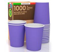 Baciato Caffè 1000 Bicchieri in Carta 200ml VIOLA Made in Italy Ecologici Biodegradabili Monouso Asporto Bevande Calde Acqua Colorati - Prodotto e Confezionato in Italia