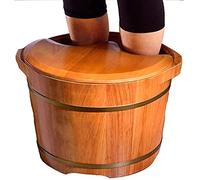 Bacinella di Legno Pedicure in Legno, Bacinella in Legno Massello di Cedro, Secchio per Pediluvio, Ciotola per Pedicure Spa Massaggio, Vaschetta in Legno, con Coperchio con Massaggiatore Present