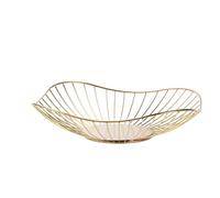 Bacinella for frutta semplice in stile ferro, cestello portaoggetti for uova e pane, multi-dimensione, for interni, accessori da cucina costruiti con filo metallico per Tavolo da Cucina(Gold B)