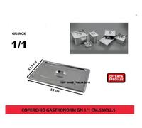 BACINELLA GASTRONORM INOX GN 1/1 CM.53 X 32,5 H.20 E/O COPERCHIO HENDI 8 2024