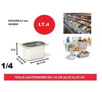 BACINELLA GASTRONORM INOX GN 1/4 CM.26,5 x 16,2 E/O COPERCHIO HENDI 8 2024