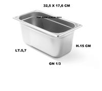 BACINELLA GN 1/3 CM 32,5x17,6 INOX H GASTRONORM VASCA PROF VARIE MISURE 6 2023