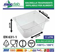 Bacinella Per Alimenti Trasparente In Policarbonato GN 1/2 Varie Misure