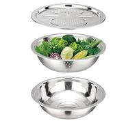 Bacinella per la preparazione delle verdure - Grattugia in acciaio inossidabile, set di contenitori scolapiatti, colino per alimenti da cucina, strumento di cottura resistente | Pratico set per taglia