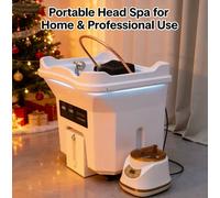 Bacinella shampoo portatile per lavare i capelli e gli occhi. Bacino mobile per shampoo. Lavandino per shampoo portatile per negozio di massaggi e spa.