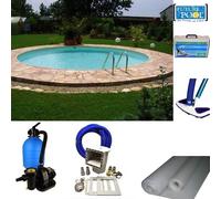 Bacinella Tonda Acciaio Piscina Tutti IN Set Pellicola 0,60mm Blu, Piscina Set