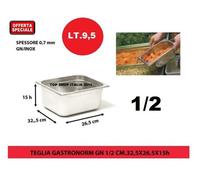 BACINELLA VASCA GASTRONORM INOX GN 1/2 CM.32,5 x 26,5 E/O COPERCHIO 12 2023