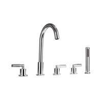 Bacino da bagno Mixer Tap Bath Doccia miscelatore Tocca cromata vano da bagno Doccia a mano Tap Set Baglie per vasca da 5 fori rubinetti a leva doppia miscelatore LWX