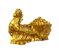 Bacino del Tesoro in Ottone trainato da Cavalli, Oggetto Feng Shui Che simboleggia ricchezza e Successo, per Aprire un'attività o inaugurare Una casa,38CM