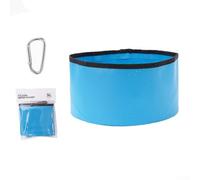 Bacino dell'acqua pieghevole, 5 l, secchio pieghevole portatile per campeggio, escursionismo, pesca, in PVC leggero, a prova di perdite, con passante per appenderlo, verde (blu + moschettone)