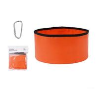 Bacino dell'acqua pieghevole, 5 l, secchio pieghevole portatile per campeggio, escursionismo, pesca, in PVC leggero, a prova di perdite, con passante per appenderlo, verde (arancione + moschettone)