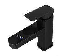 Bacino digitale intelligente della temperatura con display touch della temperatura e nucleo della valvola per una regolazione accurata dell'acqua calda e fredda nelle applicazioni del bagno (nero)