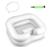 Bacino gonfiabile portatile con cuscino per la testa per anziani e disabili, design a prova di perdite, supporto per il collo e tubo di scarico, bianco
