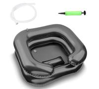 Bacino gonfiabile portatile con cuscino per la testa per anziani e disabili, design a prova di perdite, supporto per il collo e tubo di scarico, nero