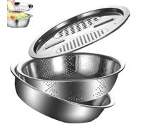 Bacino in acciaio con grattugia, raschiatori di verdure per , Chopper per insalata, ciotola per lavaggio multifunzionale di frutta e verdura, passaggi alimentari, design ergonomico per l