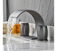 Bacino mixer rubinetto taps del bagno cascata a cascata a 3 fori tappo di bacino per bagni oro a doppia leva calda e fredda fatta in Cina LWX
