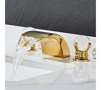 Bacino Mixer Tocco a 3 Fori Tappo da Bacino per bagni a Cascata a Leva a Leva a Leva del lavandino da Bagno Calda e Ottone Freddo Oro Spazzolato a Base in Cina LWX