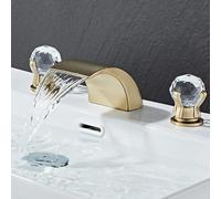 Bacino Mixer Tocco a 3 Fori Tappo da Bacino per bagni a Cascata a Leva a Leva a Leva del lavandino da Bagno Calda e Ottone Freddo Oro Spazzolato a Base in Cina LWX