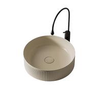 Bacino moderno del controsoffitto, lavello ovale artistico, con rubinetto, ad alta temperatura, scarico nascosto, facile da pulire, bianco crema-S
