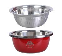 Bacino multifunzionale in acciaio inox con design ispessito, ciotola di drenaggio degli alimenti con coperchio per un uso efficiente in cucina, triturazione e tritatutto