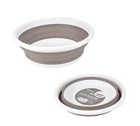 Bacino retrattile in plastica e silicone, 9 l, ø37 x 13 cm, bicolore bianco/tortora