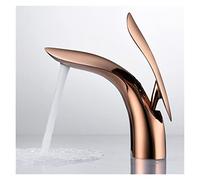 Bacino Rubinetti Oro Ottone Bagno maniglia del rubinetto singolo bacino del miscelatore del rubinetto del rubinetto del bagno di rame in oro rosa dispersore dell'acqua gru Tap(Rose Gold)