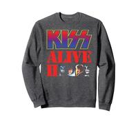 Bacio - 1977 Alive II Felpa, Unisex per Adulti, Grigio Scuro, XL