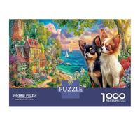Bacio Chihuahua Allenamento Mentale Vacanziero Regalo - 1000 Pezzi Cartone Resistente Chihuahua Coastal Garden Premium Jigsaw Puzzle Con Attività Di Vacanze, Un Regalo D'Anniversario Puzzle 38x26cm/10