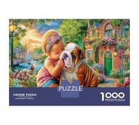 Bacio della pioggia 1000 Pezzi Puzzle Da Montare Personalmente Per Esercitare Il Pensiero Logico Giardino bambini bulldog ideale Per Feste E Come Regalo Perfetto Per Collezionisti 70x50cm/1000pcs