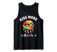 Bacio Di Più Ragazze Divertente Lesbiche Gay Pride LGBT Rainbow Labbra Canotta