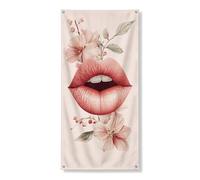 Bacio floreale copertura porta banner decorativo, elegante pesca labbra e fiori decorazione porta d'ingresso, interno esterno primavera appeso sfondo 91 x 182 cm