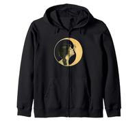 Bacio Romantico tra Una Donna e la Luna, Vintage Art Felpa con Cappuccio
