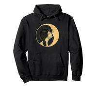 Bacio Romantico tra Una Donna e la Luna, Vintage Art Felpa con Cappuccio