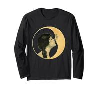 Bacio Romantico tra Una Donna e la Luna, Vintage Art Maglia a Manica