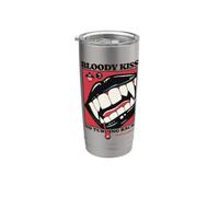 Bacio Sanguinante Labbra Vampiro Zanne Morso Scuro Romance Goth Horror Bicchiere termico in acciaio inox doppia parete