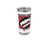 Bacio Sanguinante Labbra Vampiro Zanne Morso Scuro Romance Goth Horror Bicchiere termico in acciaio inox doppia parete