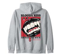Bacio Sanguinante Labbra Vampiro Zanne Morso Scuro Romance Goth Horror Felpa con Cappuccio