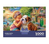 Bacio sotto la pioggia 1000 Pezzi Bambino e bullCane che si coccolano Cartone Di Alta Qualità Puzzle Per Amanti Puzzle, Stimolante Tempo Libero, Regalo Compleanno Esclusivo Decorazione 38x26cm/1000pcs