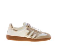 BACK 70 scarpe donna Sneaker Cloud in pelle bianco e camoscio beige più oro