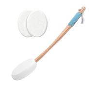Back Applicator for Lotion - 44cm Back Scrubber Brush | Sponge & Brush Heads, Moisturizer Sunscreen Tanner Spreader for Hard Reach Areas Home Spa Body Skin Care 3 Replaceable Embossed White Pads