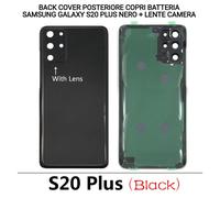 BACK COVER POSTERIORE COPRI BATTERIA SAMSUNG GALAXY S20 PLUS NERO + LENTE CAMERA