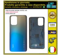 BACK COVER SCOCCA VETRO POSTERIORE XIAOMI REDMI NOTE 10S BLU BLUE ORIGINALE
