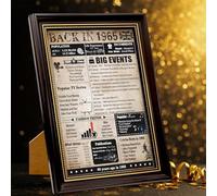 back in Poster del 1965 con cornice, regalo per il 60° compleanno, per uomini e donne, giornale vintage, decorazione per 60° compleanno, per nonno e papà di 60 anni (25,4 x 34,3 cm, nero oro)