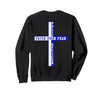 Back The Blue Faith Over Fear Christian Art sul Retro Felpa