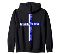 Back The Blue Faith Over Fear Christian Art sul Retro Felpa con Cappuccio